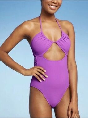 Xhilaration Purple Cutout One-Piece Swimsuit XS(00)